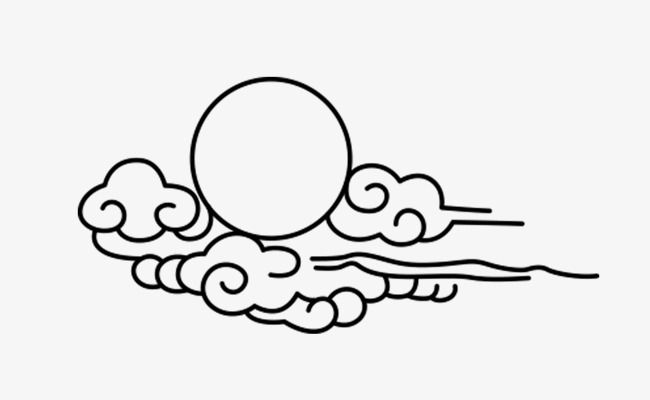 Wind cloud stick figure. China clipart black and white