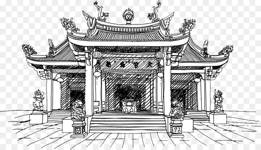 Temple clip art sketching. China clipart building chinese