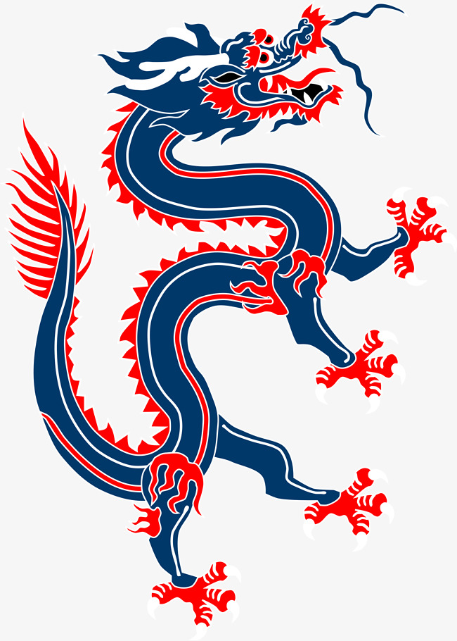 China clipart dragon. Red and blue chinese