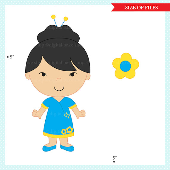 China dolls digital clip. Chinese clipart kid chinese