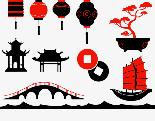 Chinese style decorative design. China clipart vector