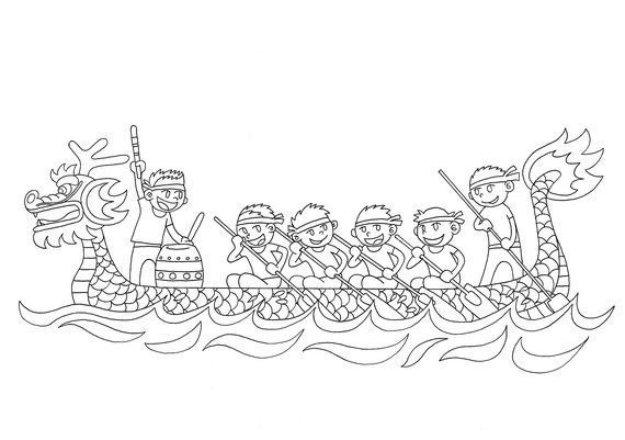 Chinese clipart dragon boat festival. Coloring pages family holiday