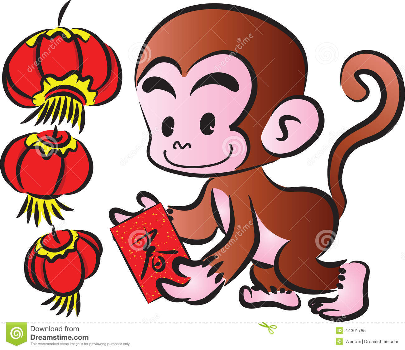 Year of the lessons. Chinese clipart monkey