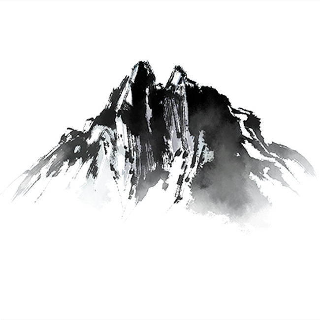 Wind and ink mountain. Chinese clipart mountains