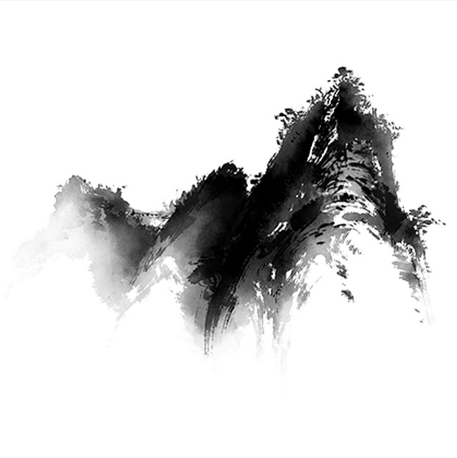 Wind and ink mountain. Chinese clipart mountains