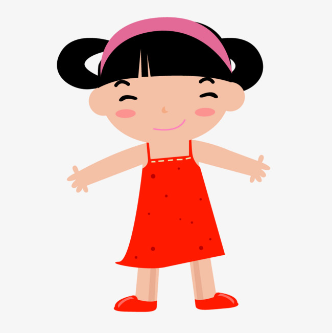 Red girl student little. China clipart person chinese