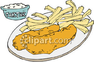 Plate of and royalty. Chips clipart fish