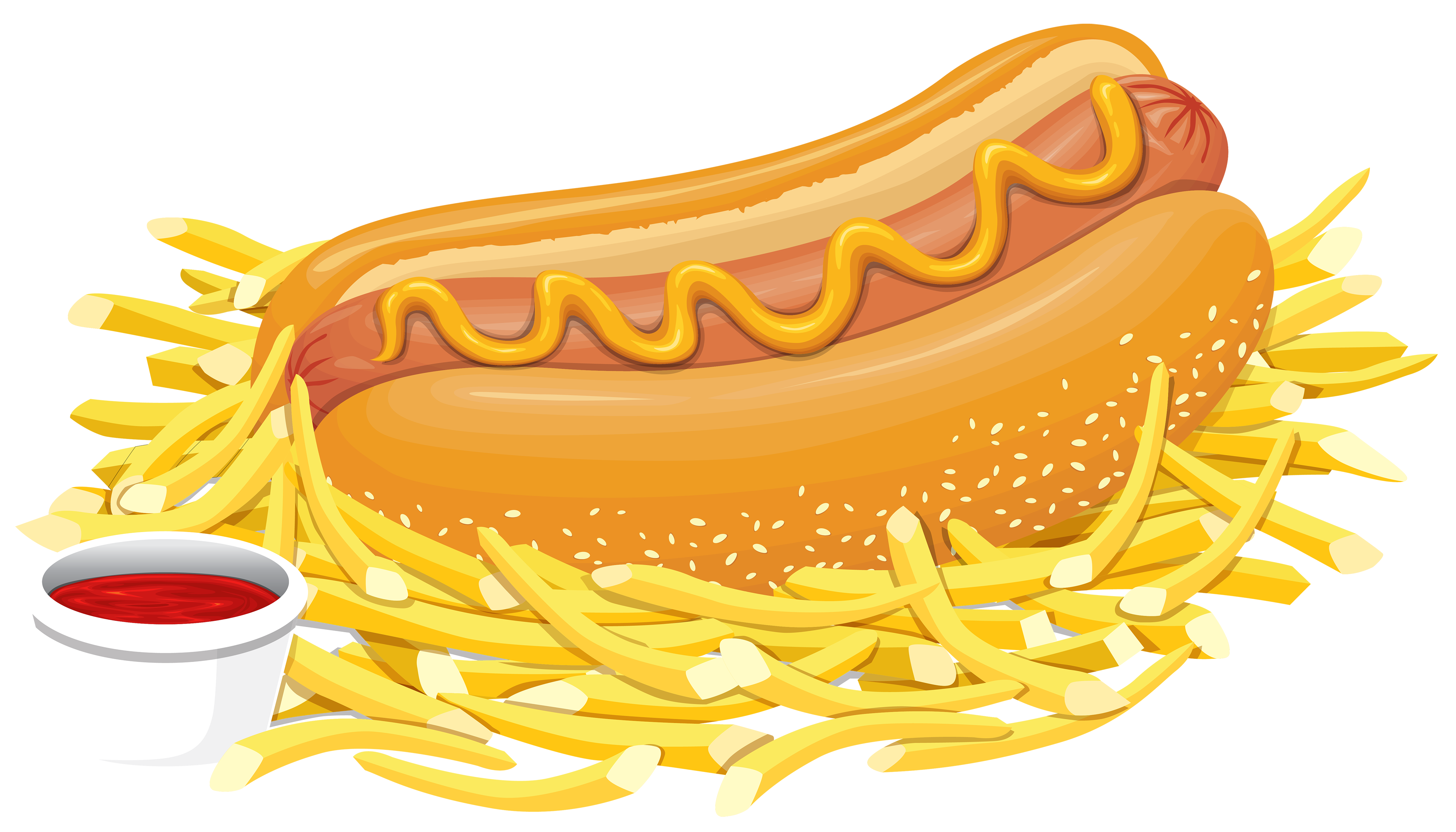 Fries clipart large. Hot dog with ketchup
