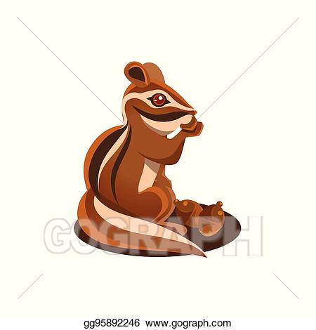 Chipmunk clipart acorn. Vector stock eating illustration