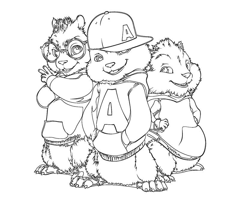 Alvin and the chipmunks. Chipmunk clipart coloring sheet