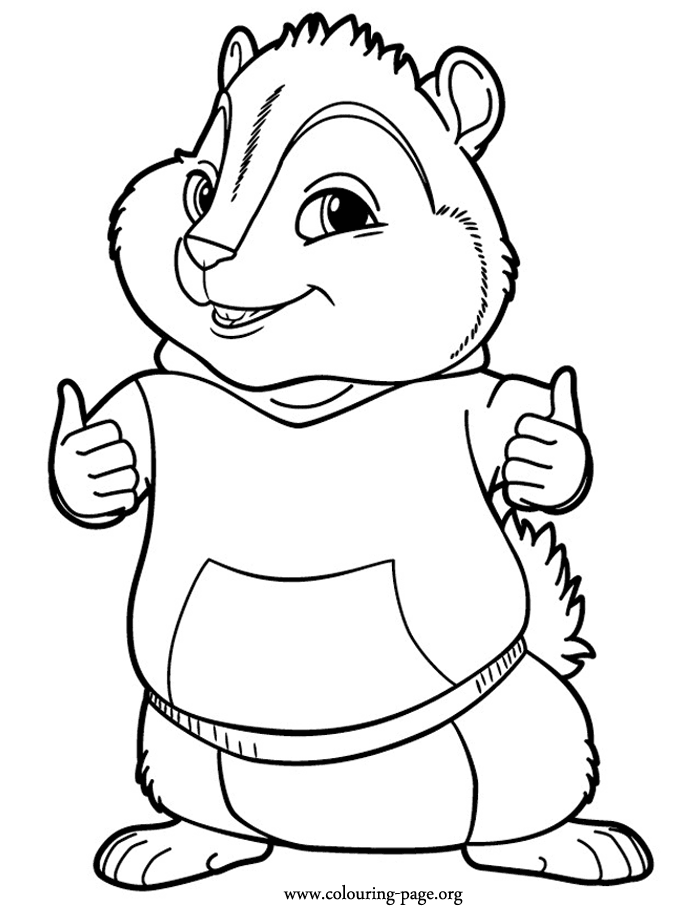 Theodore is shy loving. Chipmunk clipart coloring sheet