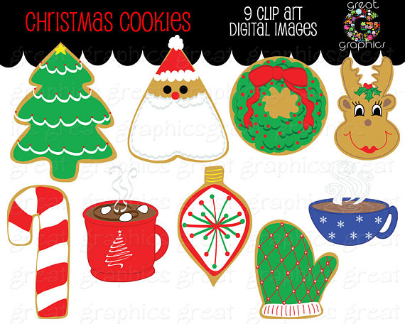 Chocolate clipart christmas. Cookie clip art digital
