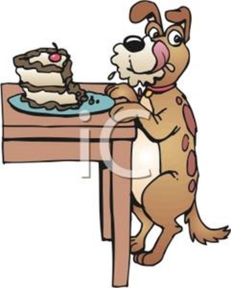 Cartoon eating cake is. Chocolate clipart dog