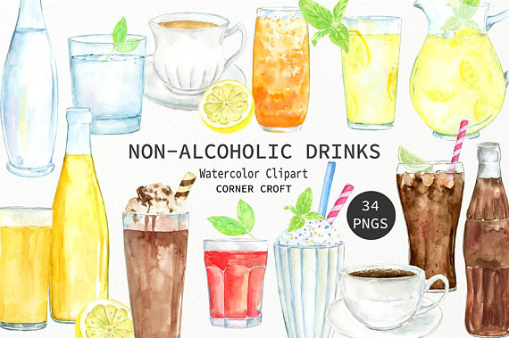 Watercolor non alcoholic drinks. Chocolate clipart juice