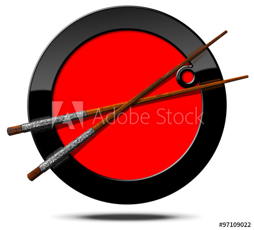Asian food symbol with. Chopsticks clipart red black