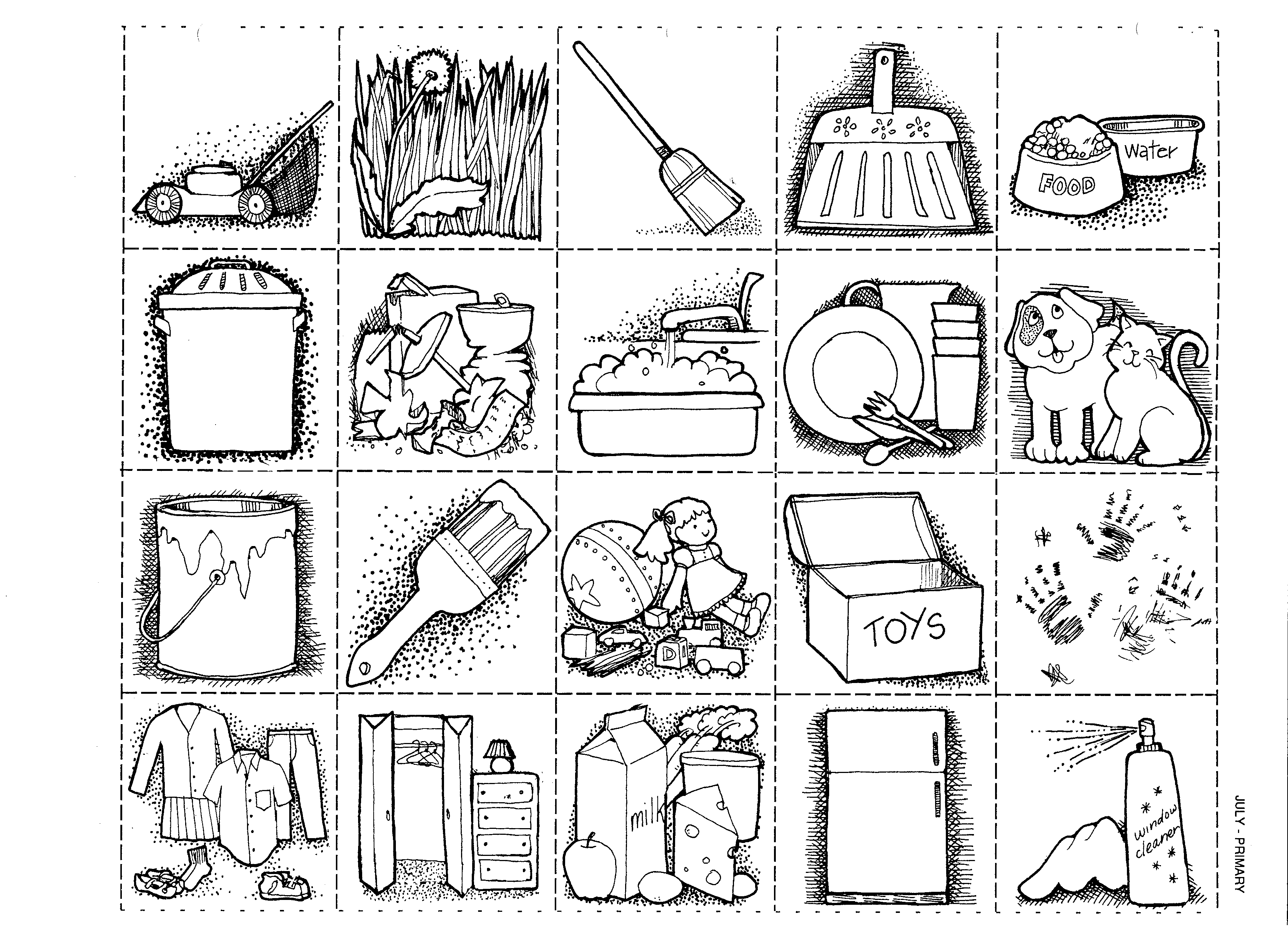 chores clipart black and white