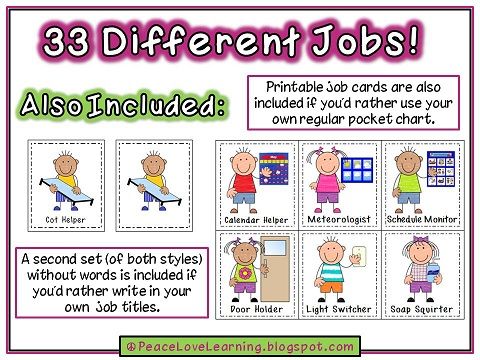 Preschool Classroom Job Chart Clip Art