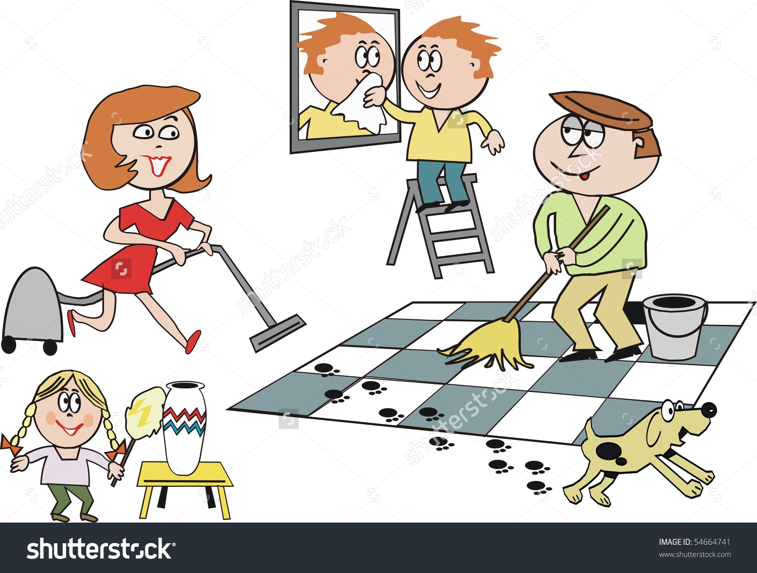 clipart child cleaning house