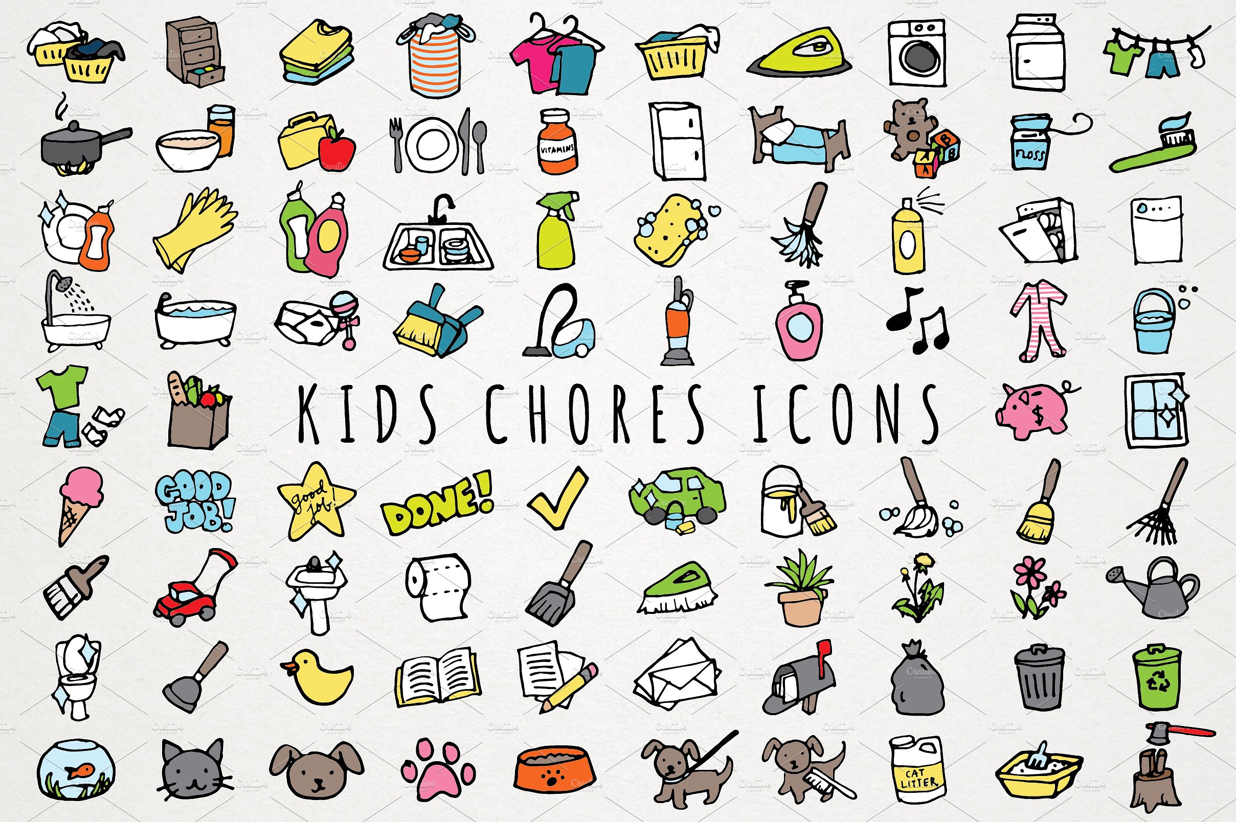 Fun hand drawn kids. Chore clipart free kid