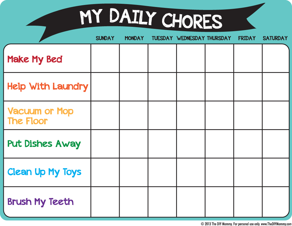 Chore clipart preschool. Make a chart free