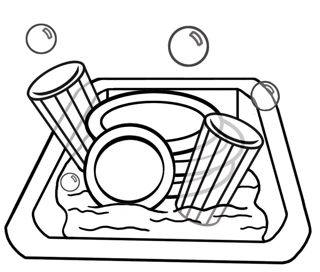 Chore clipart washing dish. Dishes drawing at getdrawings