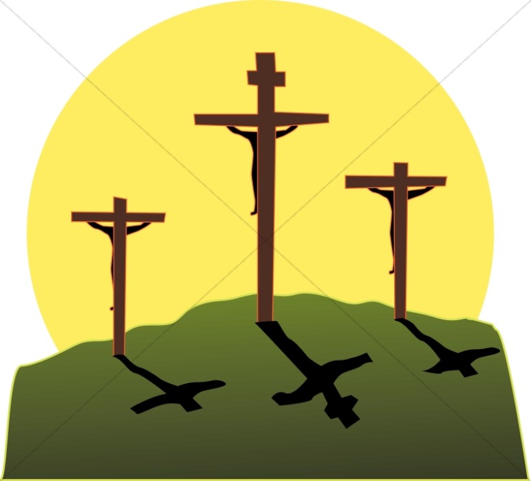 Christian clipart crucifixion. In three colors cross