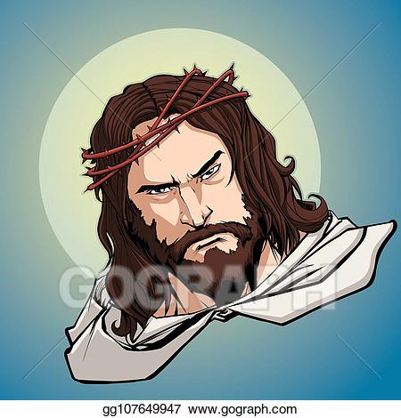 Eps illustration jesus icon. Christian clipart portrait