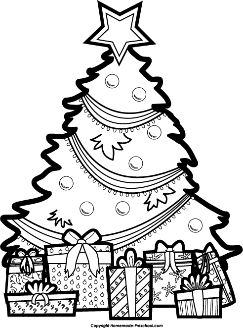 Tree . Christmas clipart black and white
