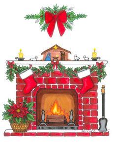 christmas clipart fireplace