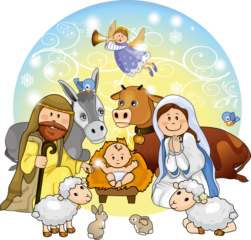 Cute christmas nativity scene. Jesus clipart manger