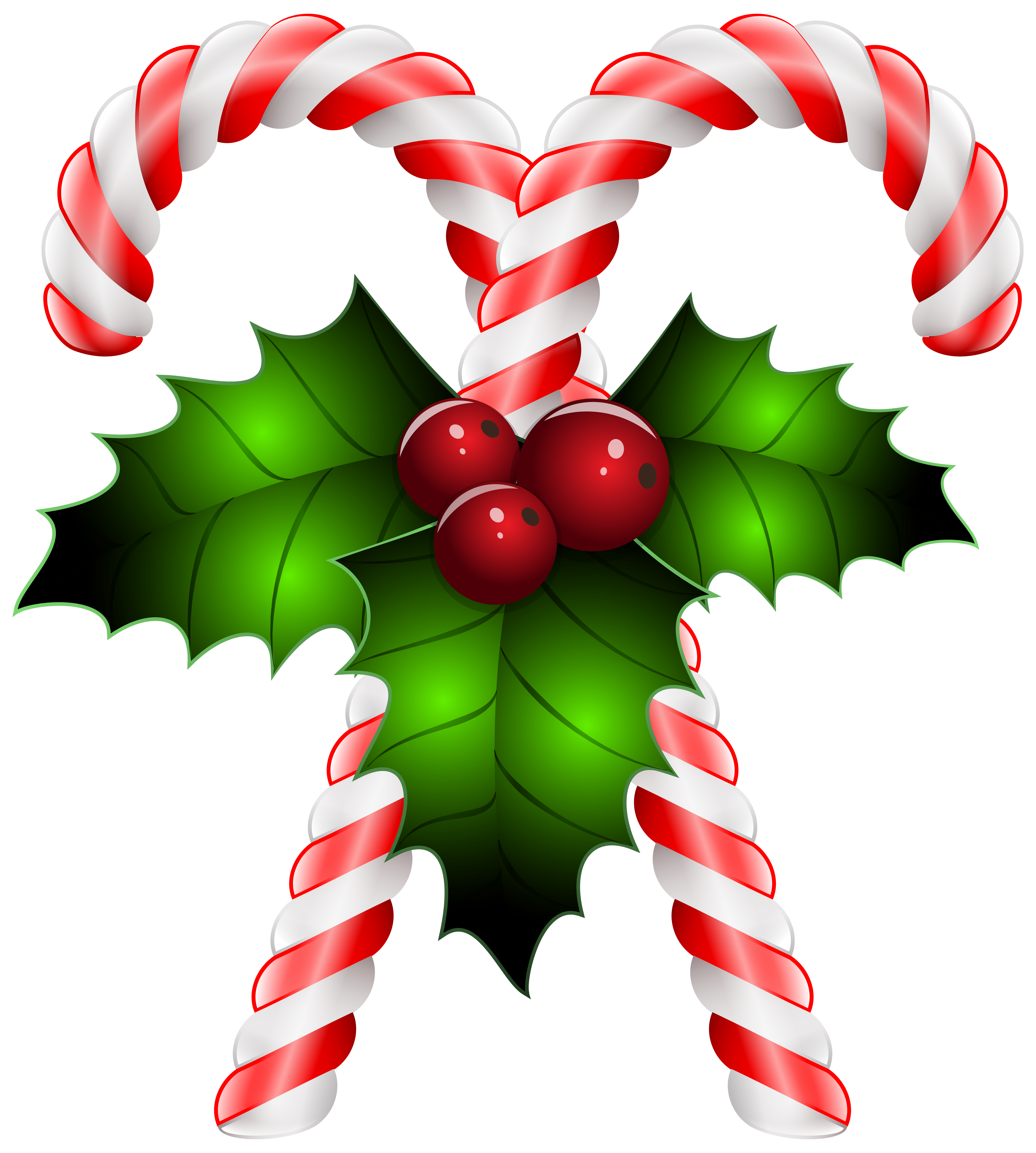 Canes with holly transparent. Clipart candy bow