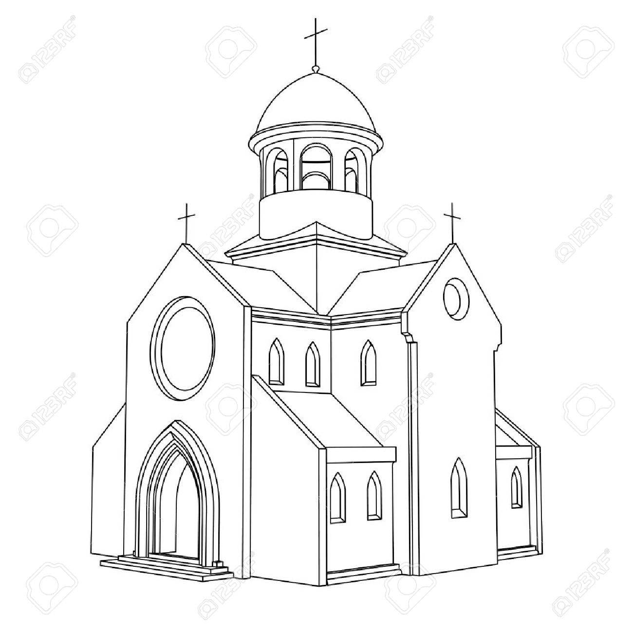 church clipart sketch