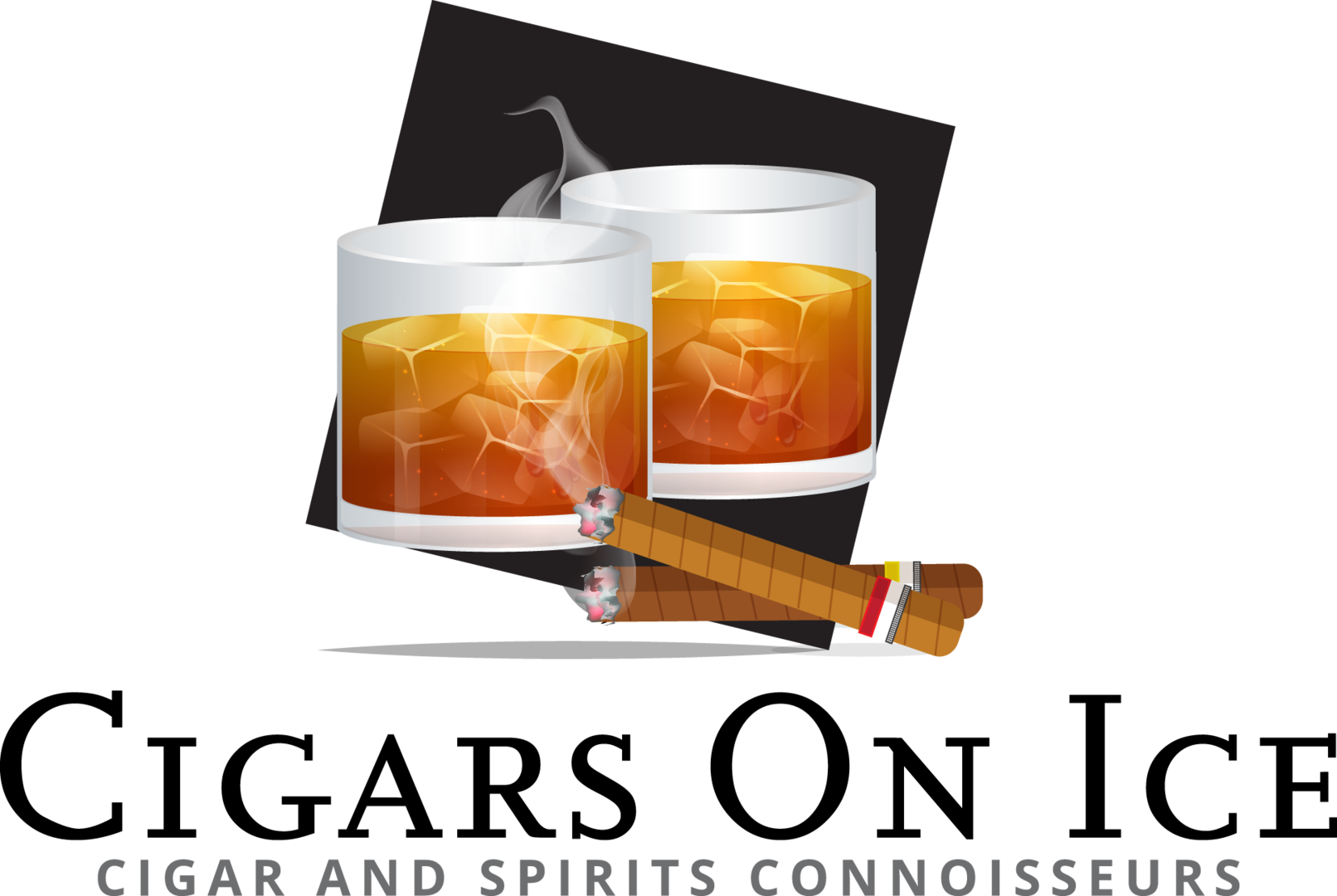 Cigars on ice . Cigar clipart scotch whiskey