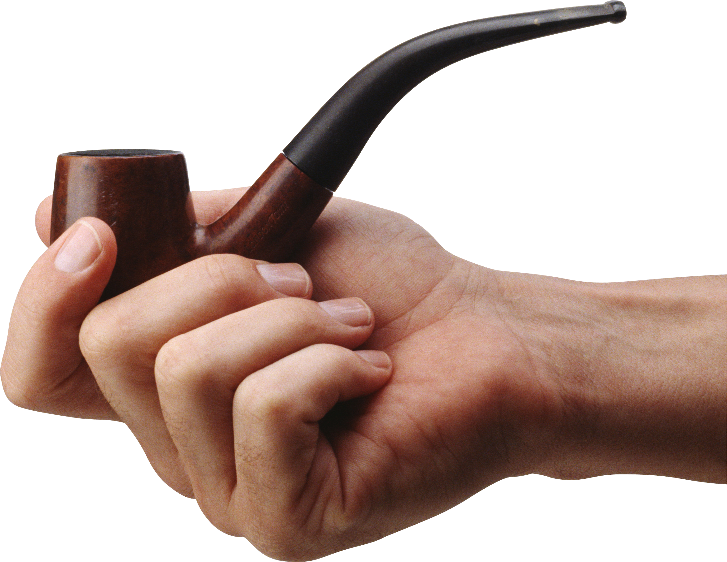 Smoking pipe isolated stock. Clipart cup hand holding