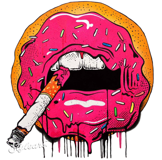 Donut lips with cigarette. Eat clipart appetite