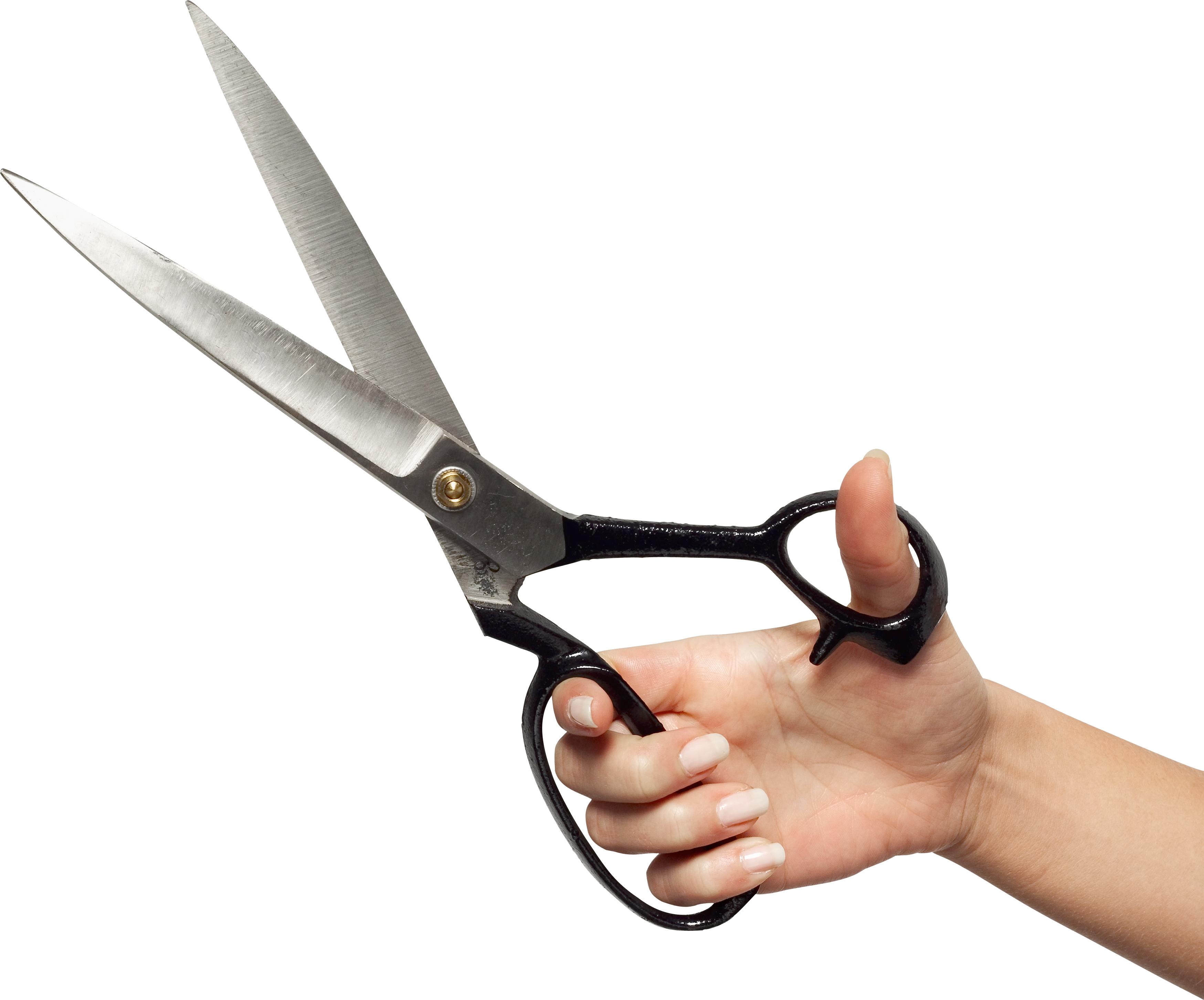 Hand holding two isolated. Clipart scissors sharp object