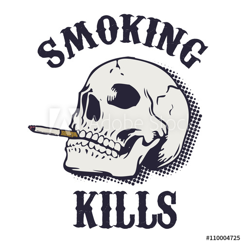 Human skull with isolated. Cigarette clipart smoking kills