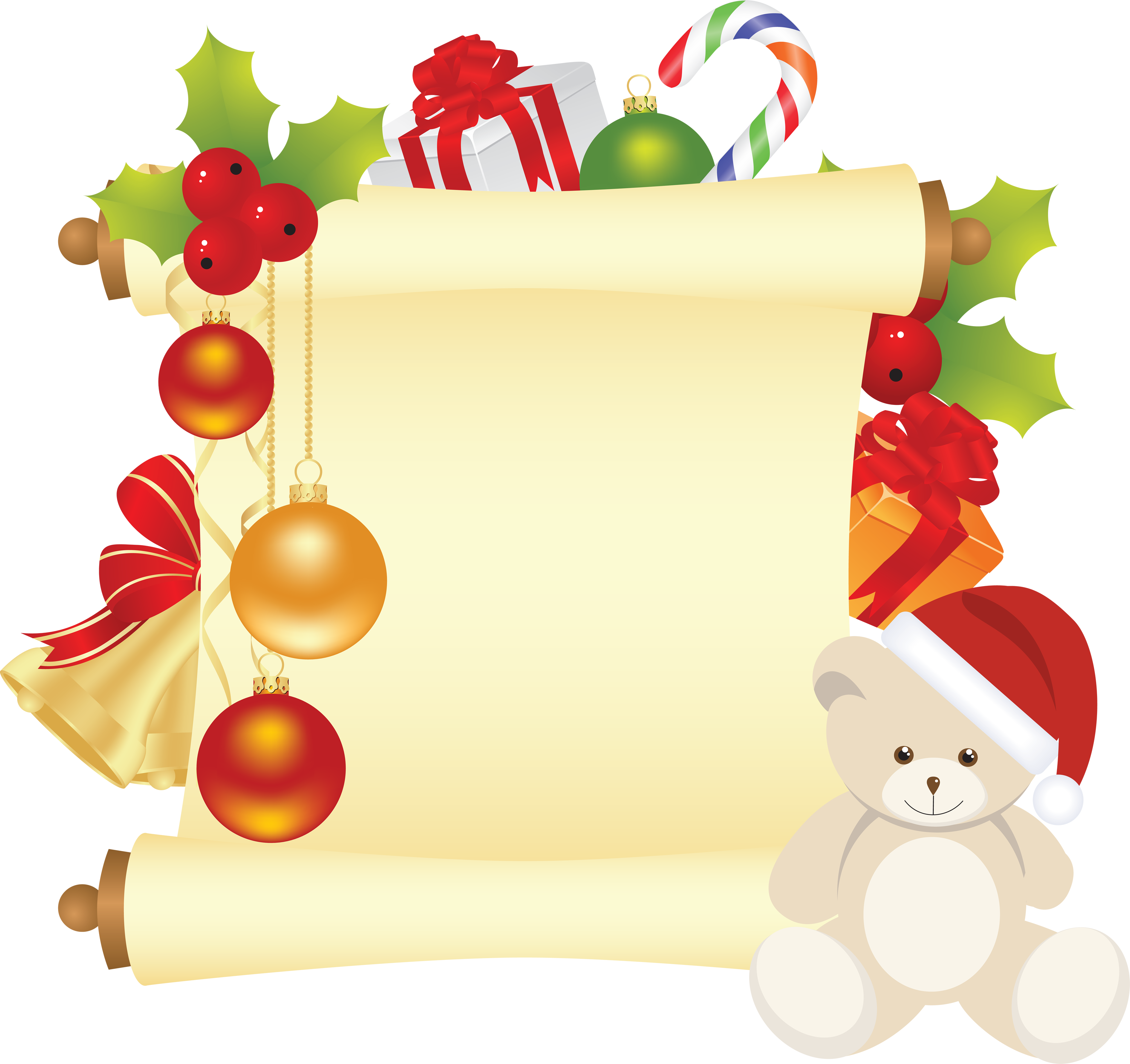 Greeting two isolated stock. Scroll clipart christmas