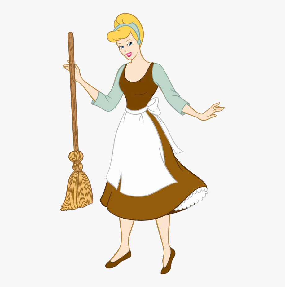 Cinderella clipart broom. Black and white with