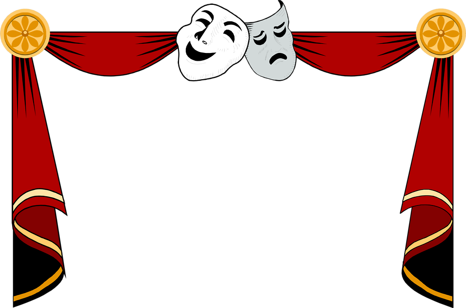 Curtains clipart cartoon. Illustration of a drama