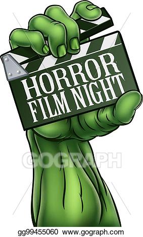 Vector art night zombie. Cinema clipart horror film