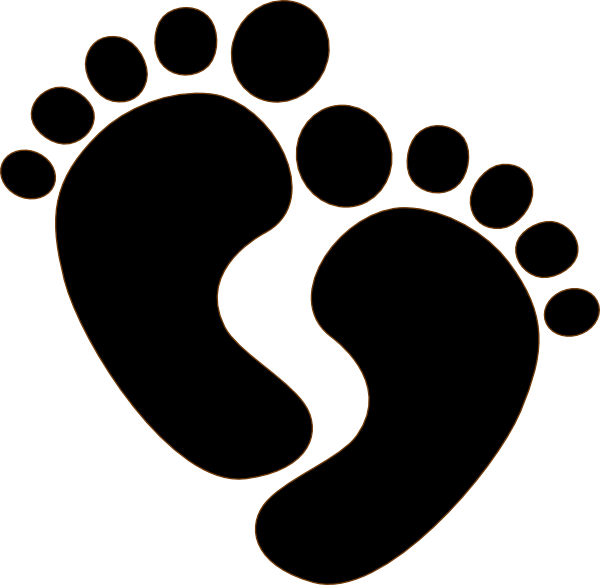 Baby foot silhouette at. Footprint clipart black and white