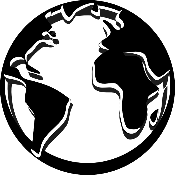 Globe vector png. Black and white world