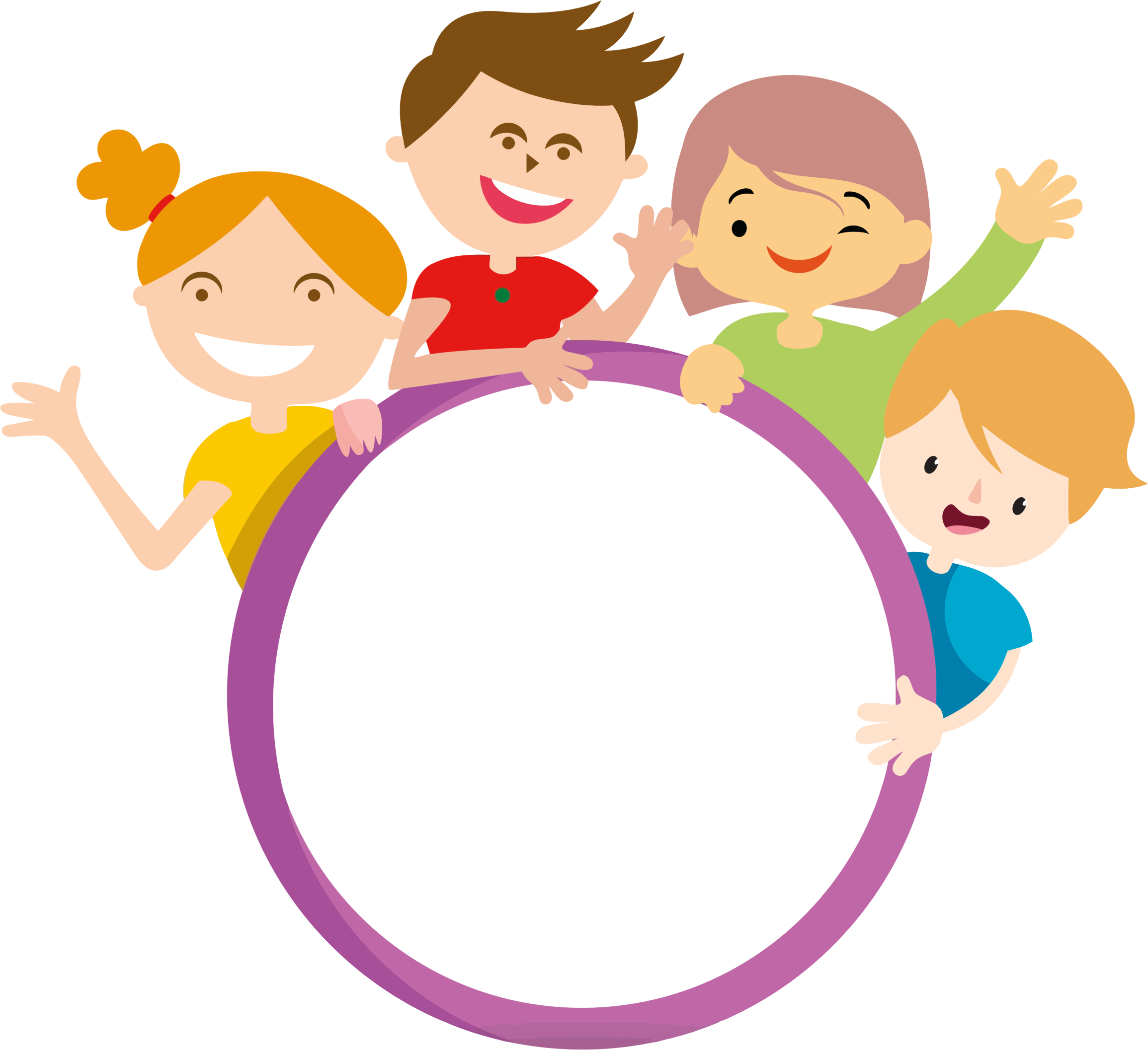 Four kids and big. Clipart circle child