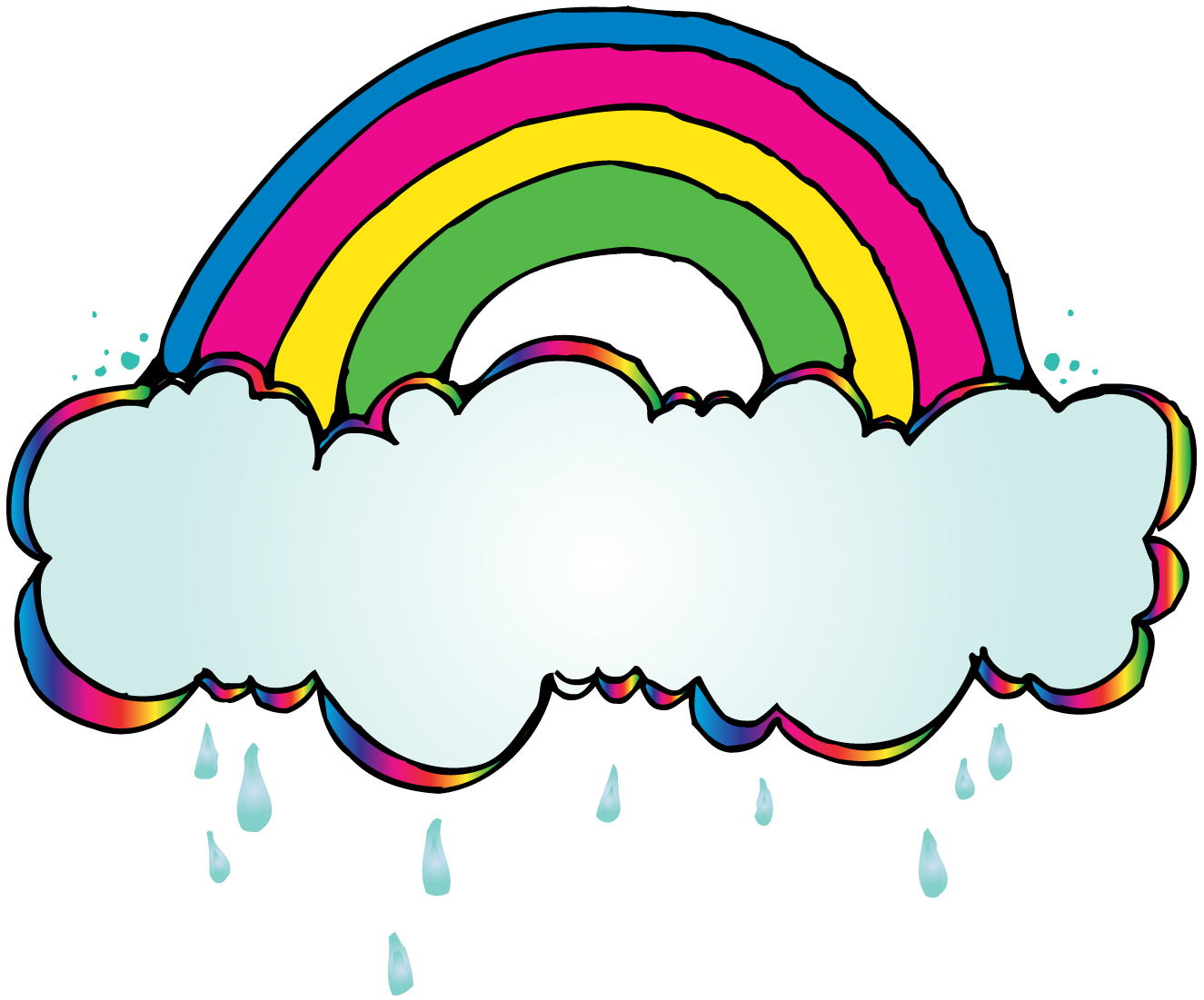 Rainbow pencil and in. Clouds clipart doodle