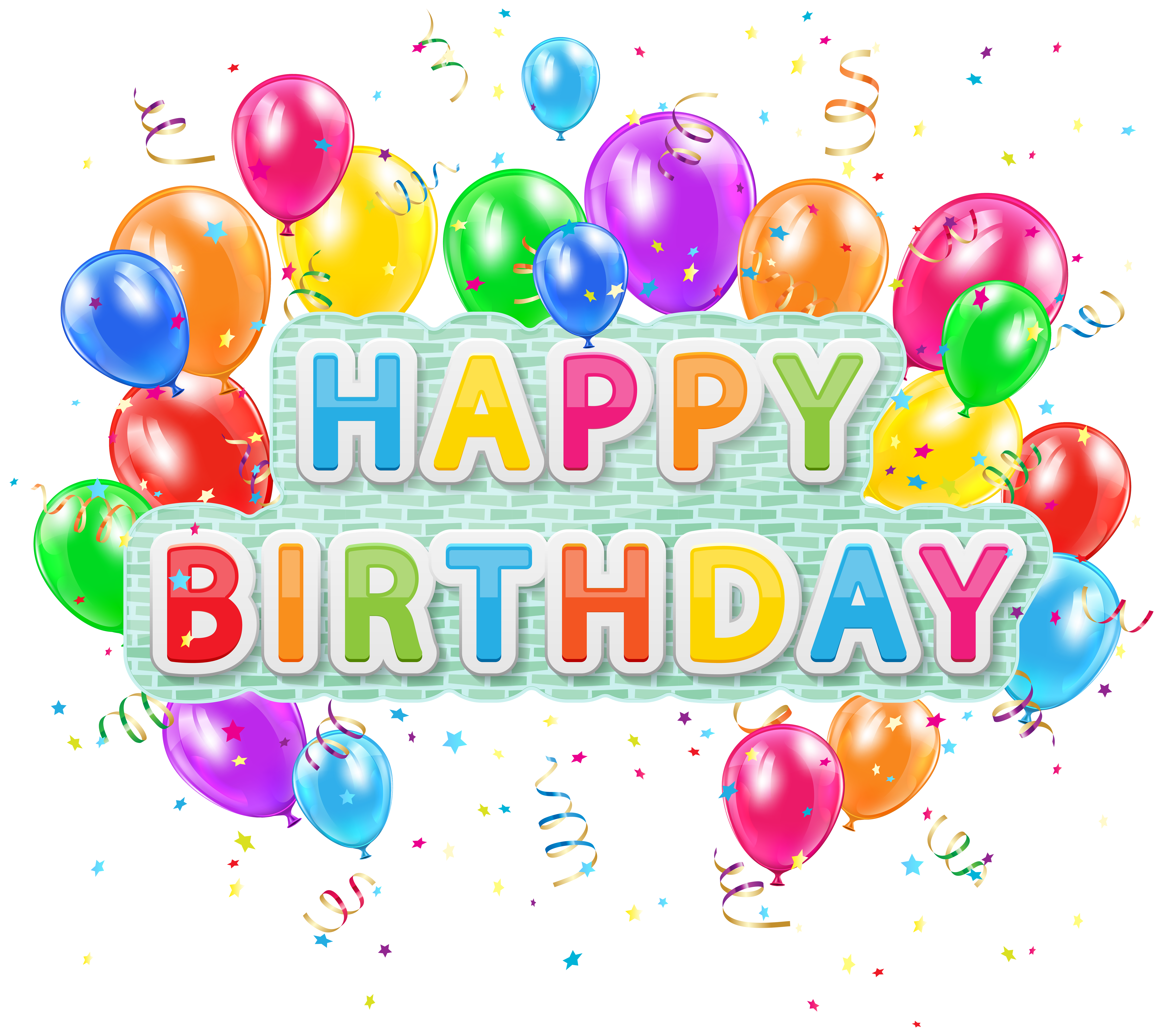 Clipart person happy birthday. Deco text with balloons