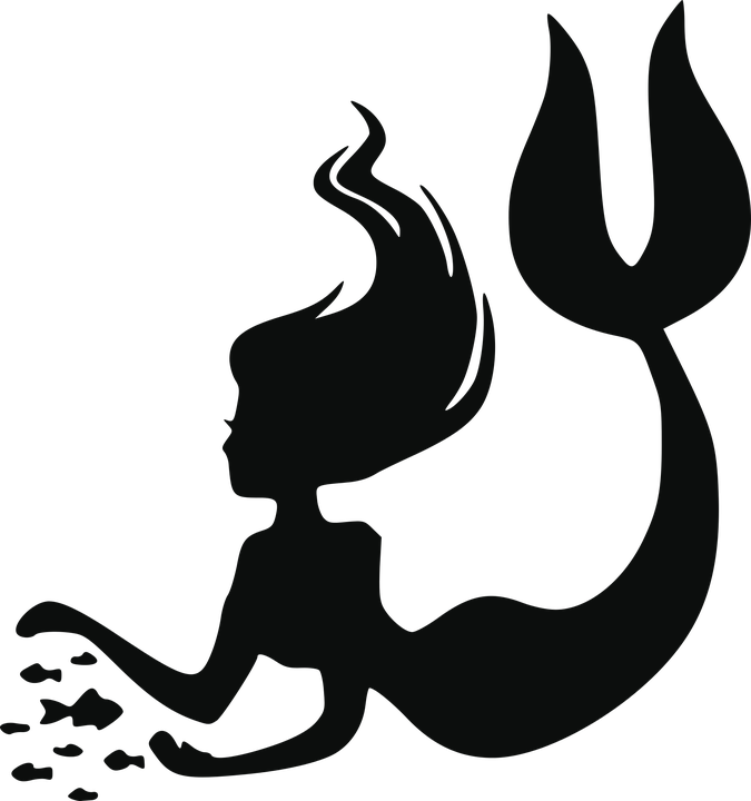 Silhouette for bridal party. Circle clipart mermaid