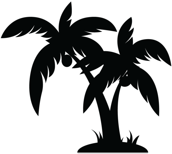 Black image vector simple. Clipart circle palm tree