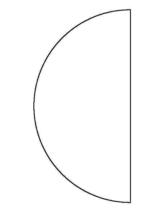 Printable half template pattern. Fraction clipart semi circle