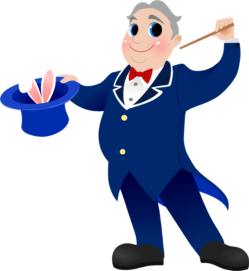 English vocabulary with pictures. Magician clipart magicien